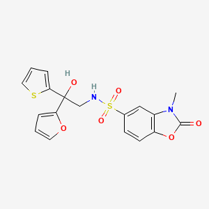 molecular formula C18H16N2O6S2 B2447441 N-(2-(furan-2-yl)-2-hydroxy-2-(thiophen-2-yl)ethyl)-3-methyl-2-oxo-2,3-dihydrobenzo[d]oxazole-5-sulfonamide CAS No. 2034264-55-4