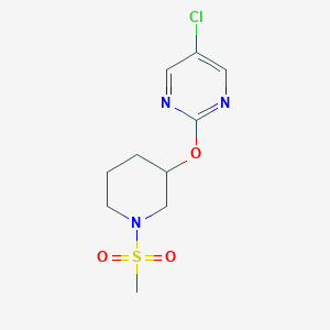 molecular formula C10H14ClN3O3S B2447447 5-Chloro-2-((1-(methylsulfonyl)piperidin-3-yl)oxy)pyrimidine CAS No. 2034476-03-2