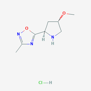 molecular formula C8H14ClN3O2 B2447448 5-[(2R,4S)-4-methoxypyrrolidin-2-yl]-3-methyl-1,2,4-oxadiazole hydrochloride CAS No. 1808338-33-1