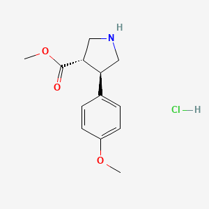 molecular formula C13H18ClNO3 B2447449 Methyl (3S,4R)-4-(4-methoxyphenyl)pyrrolidine-3-carboxylate;hydrochloride CAS No. 2219407-42-6
