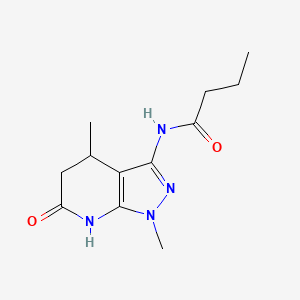 molecular formula C12H18N4O2 B2447450 N-(1,4-dimethyl-6-oxo-4,5,6,7-tetrahydro-1H-pyrazolo[3,4-b]pyridin-3-yl)butyramide CAS No. 1211147-73-7