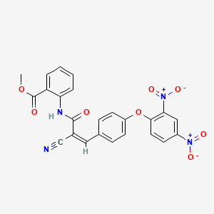 molecular formula C24H16N4O8 B2447451 Methyl 2-[[(Z)-2-cyano-3-[4-(2,4-dinitrophenoxy)phenyl]prop-2-enoyl]amino]benzoate CAS No. 380477-76-9