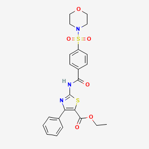 molecular formula C23H23N3O6S2 B2447456 Ethyl 2-(4-(morpholinosulfonyl)benzamido)-4-phenylthiazole-5-carboxylate CAS No. 305852-29-3