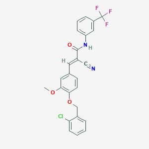 molecular formula C25H18ClF3N2O3 B2447462 (E)-3-[4-[(2-chlorophenyl)methoxy]-3-methoxyphenyl]-2-cyano-N-[3-(trifluoromethyl)phenyl]prop-2-enamide CAS No. 721414-57-9