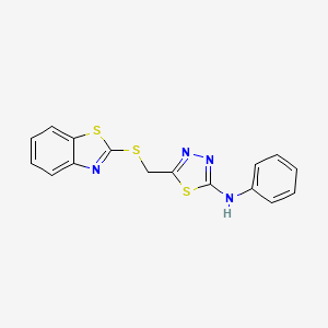 molecular formula C16H12N4S3 B2447479 5-((benzo[d]thiazol-2-ylthio)methyl)-N-phenyl-1,3,4-thiadiazol-2-amine CAS No. 116710-58-8
