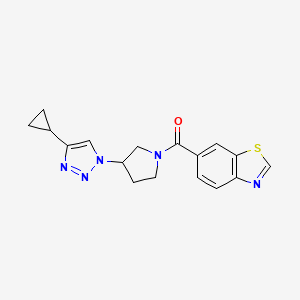 molecular formula C17H17N5OS B2447481 benzo[d]thiazol-6-yl(3-(4-cyclopropyl-1H-1,2,3-triazol-1-yl)pyrrolidin-1-yl)methanone CAS No. 2034303-15-4