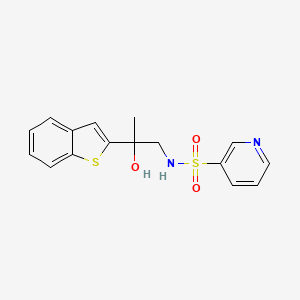 molecular formula C16H16N2O3S2 B2447486 N-[2-(1-benzothiophen-2-yl)-2-hydroxypropyl]pyridine-3-sulfonamide CAS No. 2034263-68-6
