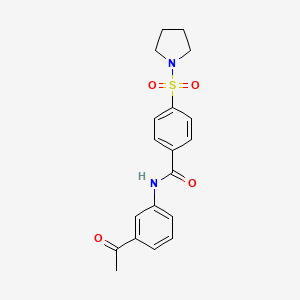 molecular formula C19H20N2O4S B2447490 N-(3-Acetyl-phenyl)-4-(pyrrolidine-1-sulfonyl)-benzamide CAS No. 313404-05-6
