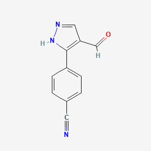 molecular formula C11H7N3O B2447492 4-(4-formyl-1H-pyrazol-3-yl)benzonitrile CAS No. 1003017-90-0