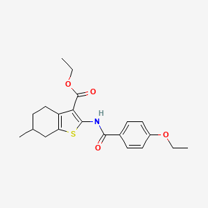 molecular formula C21H25NO4S B2447495 Ethyl 2-(4-ethoxybenzamido)-6-methyl-4,5,6,7-tetrahydrobenzo[b]thiophene-3-carboxylate CAS No. 477548-91-7