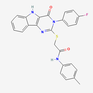molecular formula C25H19FN4O2S B2447500 2-[[3-(4-fluorophenyl)-4-oxo-5H-pyrimido[5,4-b]indol-2-yl]sulfanyl]-N-(4-methylphenyl)acetamide CAS No. 536710-94-8