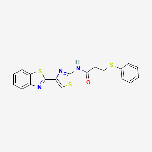 molecular formula C19H15N3OS3 B2447507 N-(4-(苯并[d]噻唑-2-基)噻唑-2-基)-3-(苯基硫)丙酰胺 CAS No. 477486-55-8
