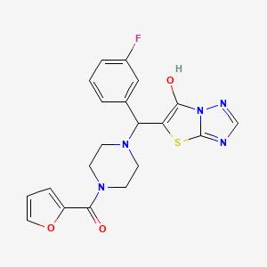 molecular formula C20H18FN5O3S B2447509 (4-((3-Fluorophenyl)(6-hydroxythiazolo[3,2-b][1,2,4]triazol-5-yl)methyl)piperazin-1-yl)(furan-2-yl)methanone CAS No. 868220-09-1