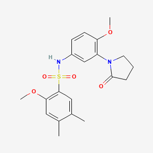 molecular formula C20H24N2O5S B2447518 2-methoxy-N-(4-methoxy-3-(2-oxopyrrolidin-1-yl)phenyl)-4,5-dimethylbenzenesulfonamide CAS No. 941918-34-9