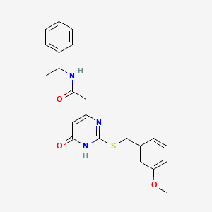 B2447519 2-(2-((3-methoxybenzyl)thio)-6-oxo-1,6-dihydropyrimidin-4-yl)-N-(1-phenylethyl)acetamide CAS No. 1105211-48-0