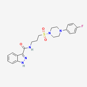 molecular formula C21H24FN5O3S B2447520 N-(3-((4-(4-氟苯基)哌嗪-1-基)磺酰)丙基)-1H-吲唑-3-甲酸酰胺 CAS No. 1021265-41-7