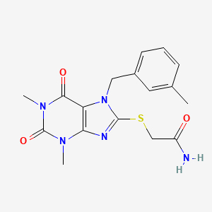 molecular formula C17H19N5O3S B2447532 2-{[1,3-dimethyl-7-(3-methylbenzyl)-2,6-dioxo-2,3,6,7-tetrahydro-1H-purin-8-yl]sulfanyl}acetamide CAS No. 371220-84-7