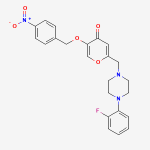 molecular formula C23H22FN3O5 B2447534 2-((4-(2-fluorophenyl)piperazin-1-yl)methyl)-5-((4-nitrobenzyl)oxy)-4H-pyran-4-one CAS No. 898456-82-1