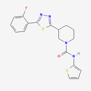 3-(5-(2-fluorophenyl)-1,3,4-thiadiazol-2-yl)-N-(thiophen-2-yl)piperidine-1-carboxamide