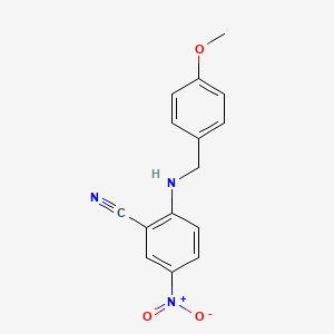 molecular formula C15H13N3O3 B2447570 2-[(4-Methoxybenzyl)amino]-5-nitrobenzonitrile CAS No. 876548-78-6