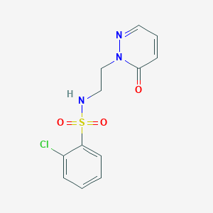 molecular formula C12H12ClN3O3S B2447583 2-chloro-N-(2-(6-oxopyridazin-1(6H)-yl)ethyl)benzenesulfonamide CAS No. 1021206-57-4