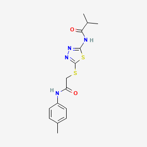 molecular formula C15H18N4O2S2 B2447584 N-(5-((2-oxo-2-(p-tolylamino)ethyl)thio)-1,3,4-thiadiazol-2-yl)isobutyramide CAS No. 392291-24-6