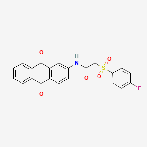 molecular formula C22H14FNO5S B2447588 N-(9,10-dioxo-9,10-dihydroanthracen-2-yl)-2-((4-fluorophenyl)sulfonyl)acetamide CAS No. 905674-12-6