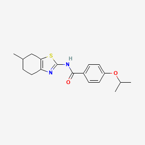 molecular formula C18H22N2O2S B2447589 N-(6-methyl-4,5,6,7-tetrahydro-1,3-benzothiazol-2-yl)-4-(propan-2-yloxy)benzamide CAS No. 681236-27-1