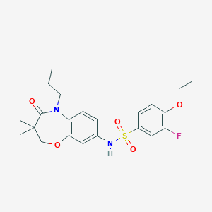 molecular formula C22H27FN2O5S B2447594 N-(3,3-dimethyl-4-oxo-5-propyl-2,3,4,5-tetrahydrobenzo[b][1,4]oxazepin-8-yl)-4-ethoxy-3-fluorobenzenesulfonamide CAS No. 921997-77-5