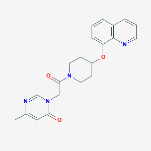 molecular formula C22H24N4O3 B2447598 5,6-dimethyl-3-(2-oxo-2-(4-(quinolin-8-yloxy)piperidin-1-yl)ethyl)pyrimidin-4(3H)-one CAS No. 1903456-35-8