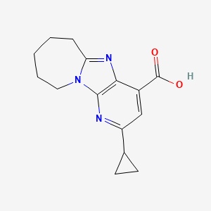molecular formula C15H17N3O2 B2447602 2-cyclopropyl-7,8,9,10-tetrahydro-6H-pyrido[3',2':4,5]imidazo[1,2-a]azepine-4-carboxylic acid CAS No. 949984-41-2