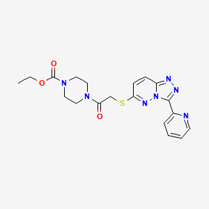 molecular formula C19H21N7O3S B2447605 Ethyl 4-(2-((3-(pyridin-2-yl)-[1,2,4]triazolo[4,3-b]pyridazin-6-yl)thio)acetyl)piperazine-1-carboxylate CAS No. 868967-19-5
