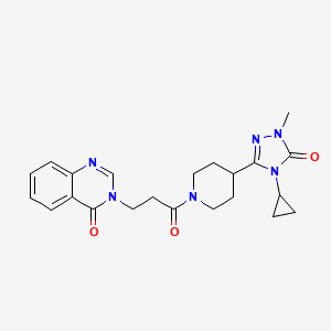 B2447617 3-(3-(4-(4-cyclopropyl-1-methyl-5-oxo-4,5-dihydro-1H-1,2,4-triazol-3-yl)piperidin-1-yl)-3-oxopropyl)quinazolin-4(3H)-one CAS No. 1797583-55-1