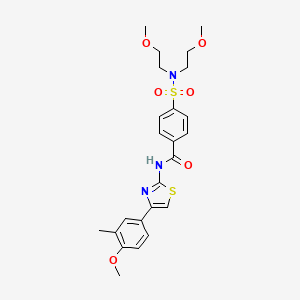 molecular formula C24H29N3O6S2 B2447630 4-[bis(2-methoxyethyl)sulfamoyl]-N-[4-(4-methoxy-3-methylphenyl)-1,3-thiazol-2-yl]benzamide CAS No. 361159-75-3