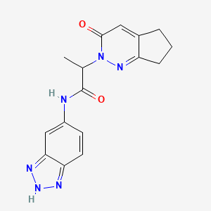 molecular formula C16H16N6O2 B2447631 N-(1H-1,2,3-benzotriazol-5-yl)-2-{3-oxo-2H,3H,5H,6H,7H-cyclopenta[c]pyridazin-2-yl}propanamide CAS No. 2097859-07-7