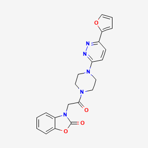 molecular formula C21H19N5O4 B2447672 3-(2-(4-(6-(furan-2-yl)pyridazin-3-yl)piperazin-1-yl)-2-oxoethyl)benzo[d]oxazol-2(3H)-one CAS No. 1207045-25-7