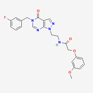 molecular formula C23H22FN5O4 B2447678 N-(2-(5-(3-fluorobenzyl)-4-oxo-4,5-dihydro-1H-pyrazolo[3,4-d]pyrimidin-1-yl)ethyl)-2-(3-methoxyphenoxy)acetamide CAS No. 922044-85-7