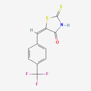molecular formula C11H6F3NOS2 B2447712 (5E)-2-mercapto-5-[4-(trifluoromethyl)benzylidene]-1,3-thiazol-4(5H)-one CAS No. 99460-76-1