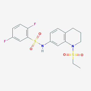 molecular formula C17H18F2N2O4S2 B2447760 N-[1-(ethanesulfonyl)-1,2,3,4-tetrahydroquinolin-7-yl]-2,5-difluorobenzene-1-sulfonamide CAS No. 946249-87-2