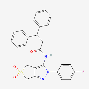 molecular formula C26H22FN3O3S B2447771 N-(2-(4-fluorophenyl)-5,5-dioxido-4,6-dihydro-2H-thieno[3,4-c]pyrazol-3-yl)-3,3-diphenylpropanamide CAS No. 893935-98-3