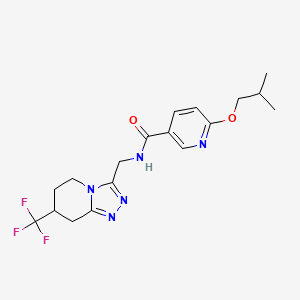 molecular formula C18H22F3N5O2 B2447787 6-isobutoxy-N-((7-(trifluoromethyl)-5,6,7,8-tetrahydro-[1,2,4]triazolo[4,3-a]pyridin-3-yl)methyl)nicotinamide CAS No. 2034531-19-4