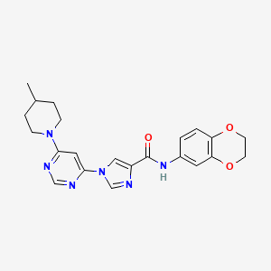 molecular formula C22H24N6O3 B2447816 N-(2,3-dihydro-1,4-benzodioxin-6-yl)-1-[6-(4-methylpiperidin-1-yl)pyrimidin-4-yl]-1H-imidazole-4-carboxamide CAS No. 1251632-44-6