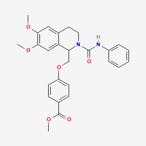 molecular formula C27H28N2O6 B2447893 methyl 4-{[6,7-dimethoxy-2-(phenylcarbamoyl)-1,2,3,4-tetrahydroisoquinolin-1-yl]methoxy}benzoate CAS No. 449766-28-3