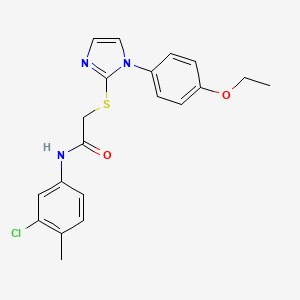 molecular formula C20H20ClN3O2S B2447913 N-(3-chloro-4-methylphenyl)-2-{[1-(4-ethoxyphenyl)-1H-imidazol-2-yl]sulfanyl}acetamide CAS No. 688336-55-2
