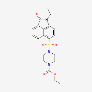 molecular formula C20H23N3O5S B2447926 Ethyl 4-((1-ethyl-2-oxo-1,2-dihydrobenzo[cd]indol-6-yl)sulfonyl)piperazine-1-carboxylate CAS No. 438489-23-7