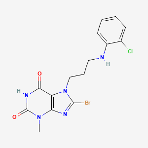 8-Bromo-7-[3-(2-chloroanilino)propyl]-3-methylpurine-2,6-dione