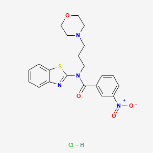molecular formula C21H23ClN4O4S B2447965 N-(benzo[d]thiazol-2-yl)-N-(3-morpholinopropyl)-3-nitrobenzamide hydrochloride CAS No. 1217120-41-6