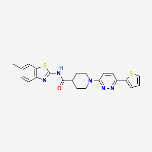 molecular formula C22H21N5OS2 B2447978 N-(6-methyl-1,3-benzothiazol-2-yl)-1-[6-(thiophen-2-yl)pyridazin-3-yl]piperidine-4-carboxamide CAS No. 932318-54-2