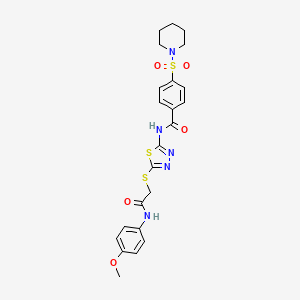 molecular formula C23H25N5O5S3 B2447984 N-(5-((2-((4-methoxyphenyl)amino)-2-oxoethyl)thio)-1,3,4-thiadiazol-2-yl)-4-(piperidin-1-ylsulfonyl)benzamide CAS No. 392294-06-3