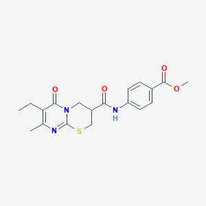 molecular formula C19H21N3O4S B2447993 Methyl 4-(7-ethyl-8-methyl-6-oxo-2,3,4,6-tetrahydropyrimido[2,1-b][1,3]thiazine-3-carboxamido)benzoate CAS No. 1396758-97-6